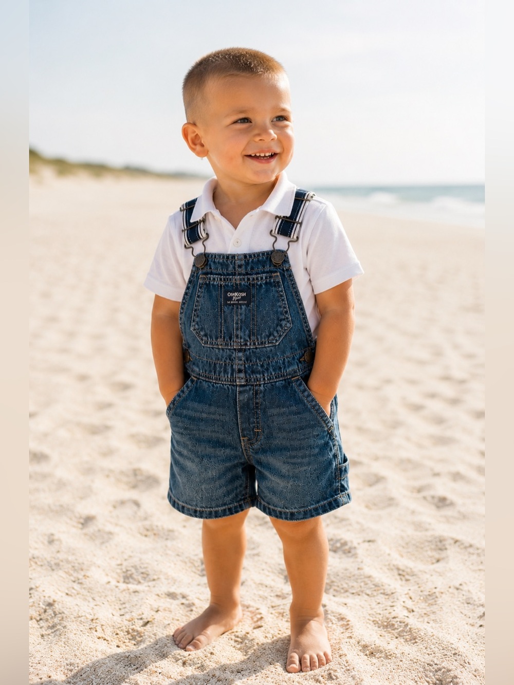 OshKosh B’gosh Denim Shortalls 2T Nautical Americana Toddler Boy Shortalls